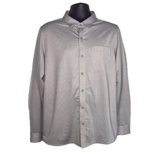 Travis Mathew Long Sleeve Button Down Shirt Stretch Gray check Large Golf
